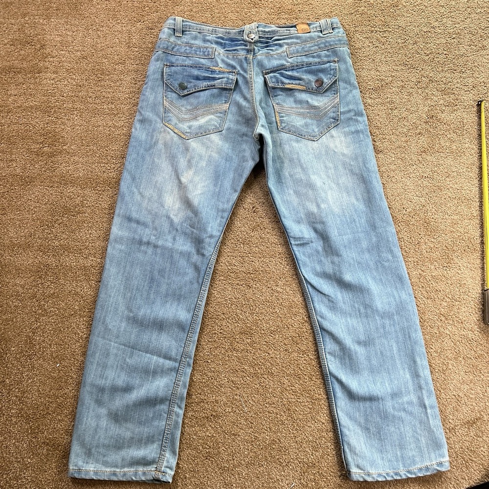 Vintage Joan‎ Craig Distressed Washed Blue Jeans Size 36x32 Embroidered Logo - Picture 12 of 12